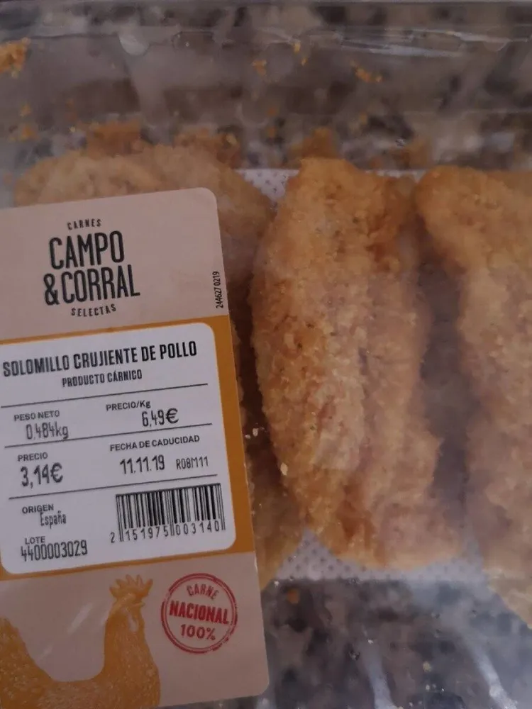 Solomillo crujiente de pollo