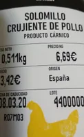Solomillo crujiente de pollo