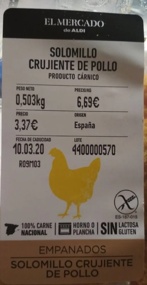 Solomillo crujiente de pollo