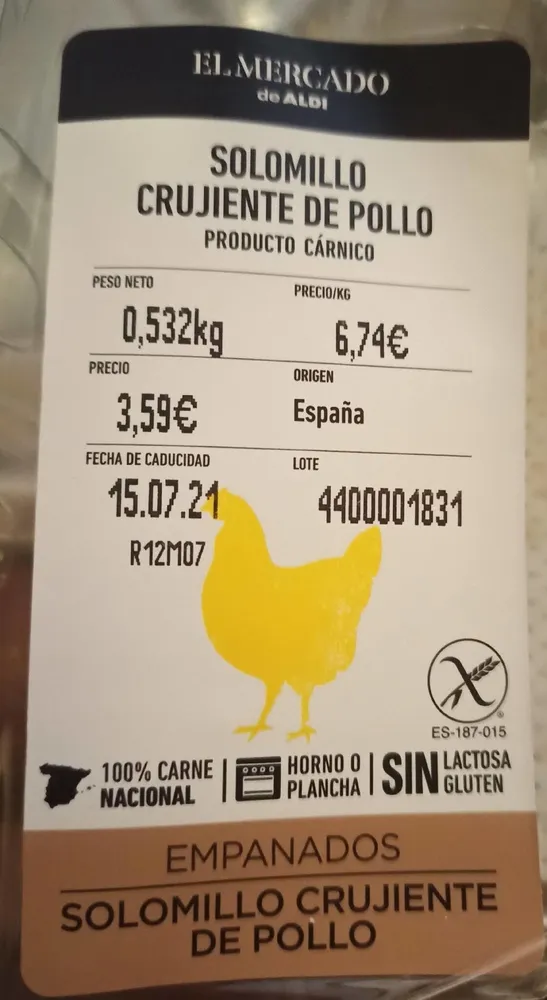 Solomillo crujiente de pollo