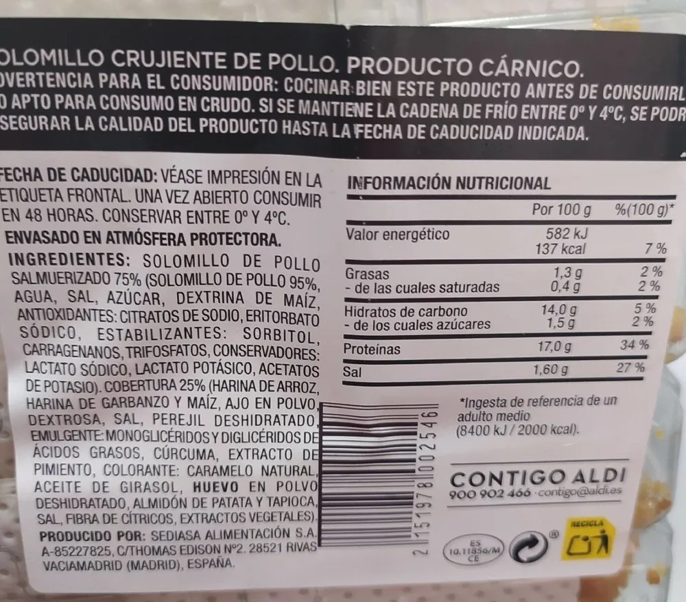 Solomillo crujiente de pollo