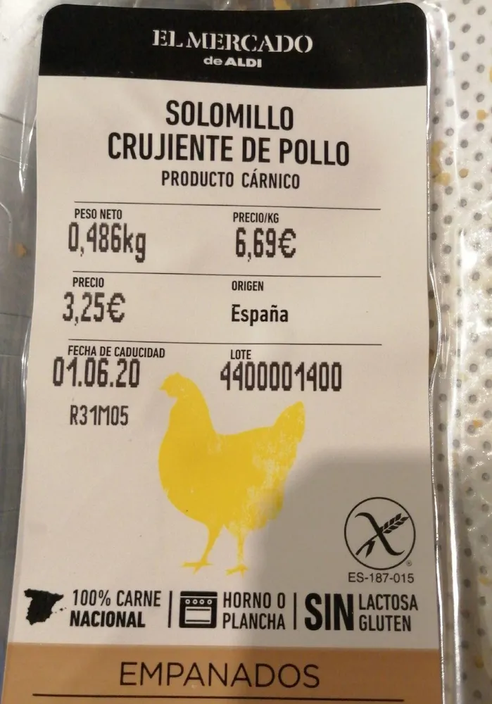 Solomillo crujiente de pollo