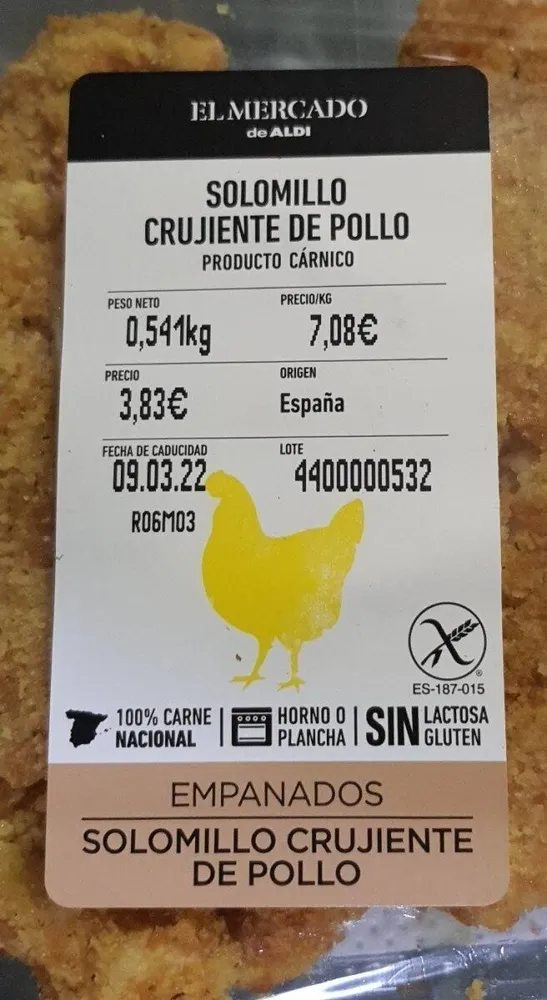 Solomillo crujiente de pollo