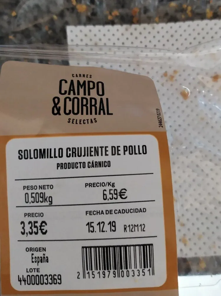 Solomillo crujiente de pollo