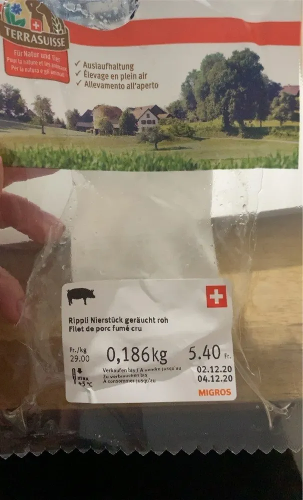 Rippli nierstück geräucht roh