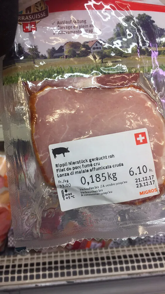 Filet de porc fumé cru