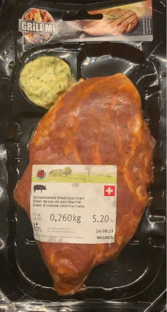 Steak de coup de porc mariné