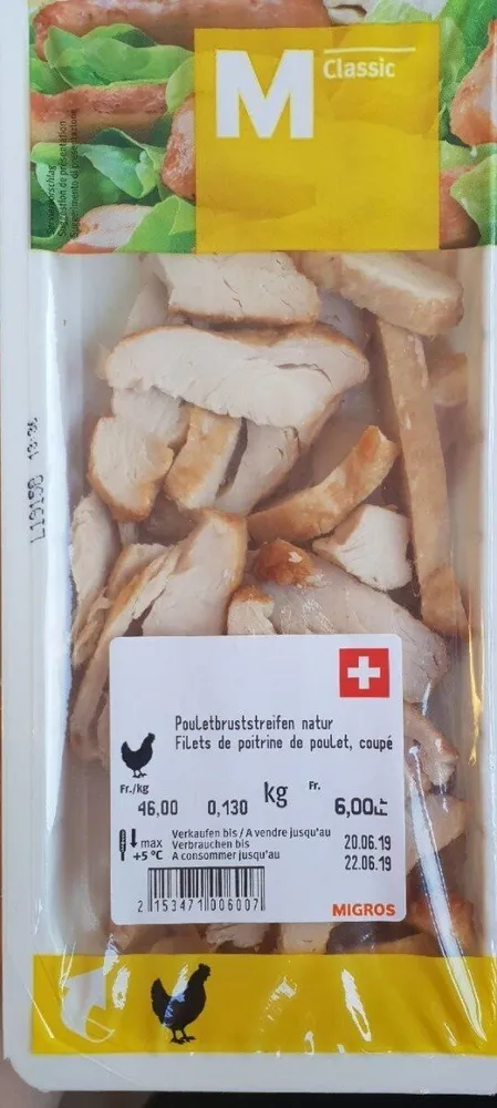Filets de poitrine de poulet, coupé