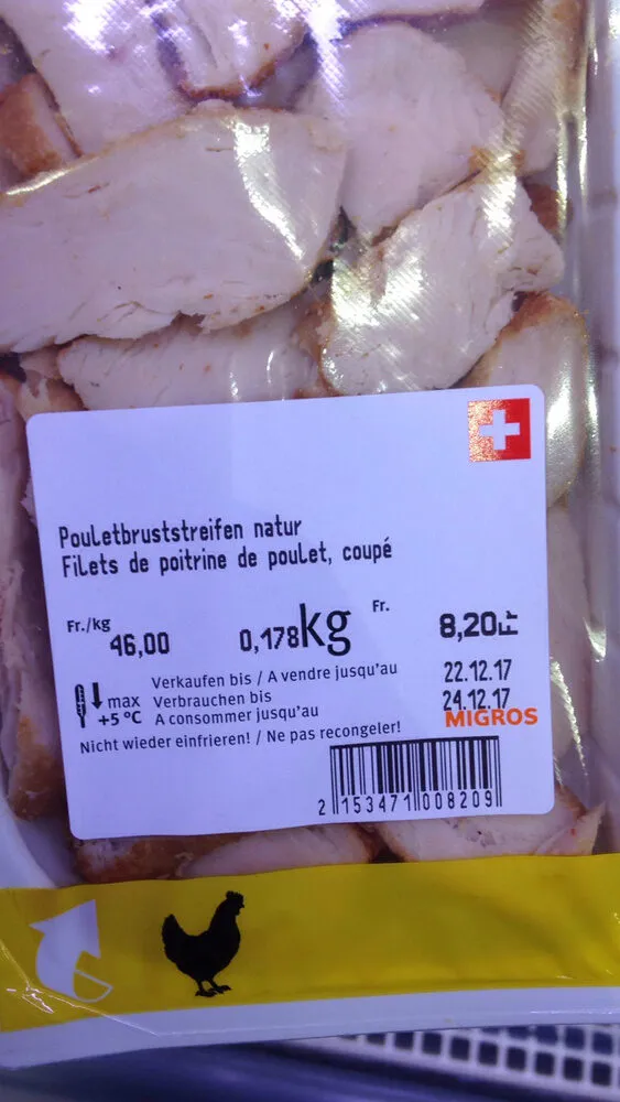 filets de poitrine de poulet coupé