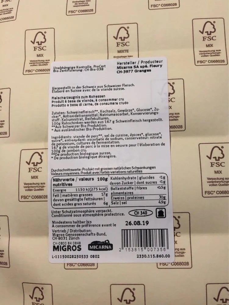 Jambon cru du Valais IGP