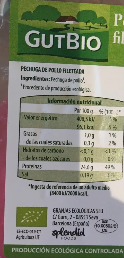 Pechuga de pollo fileteada