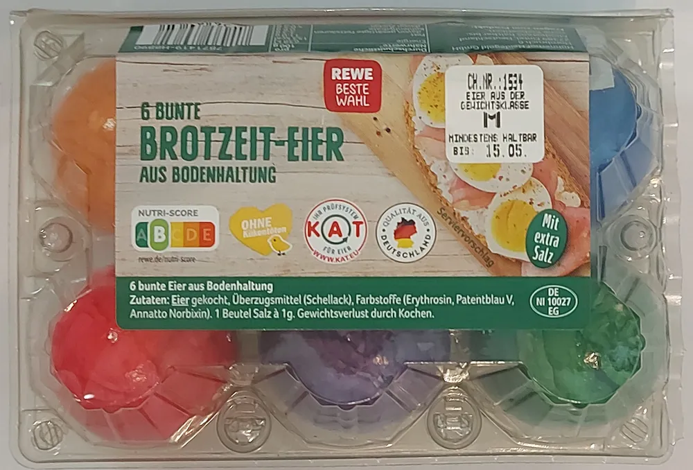 6 bunte Brotzeit-Eier