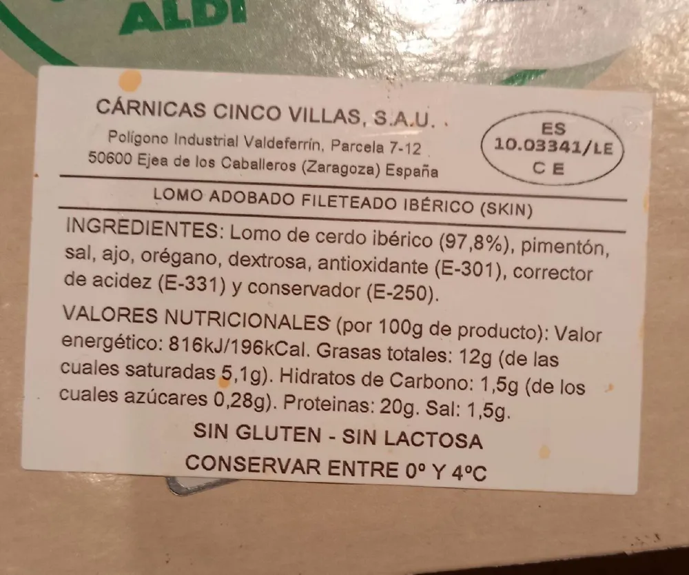 Lomo adobado fileteado iberico