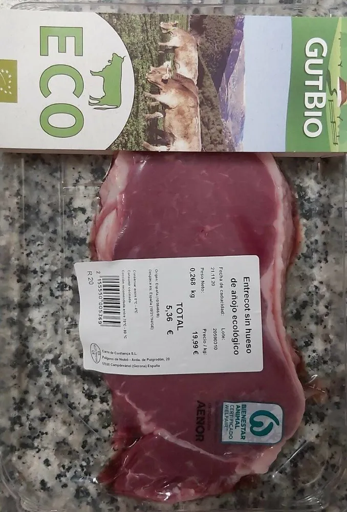 Entrecot sin hueso de añojo ecológico