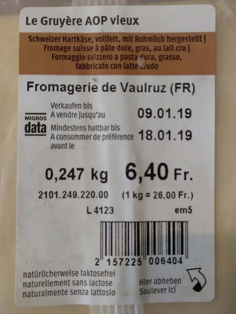 Le Gruyère AOP vieux