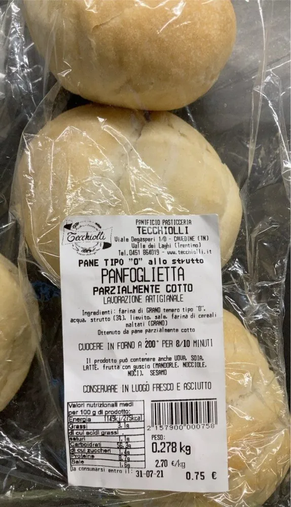 Panfoglietta parzialmente cotto