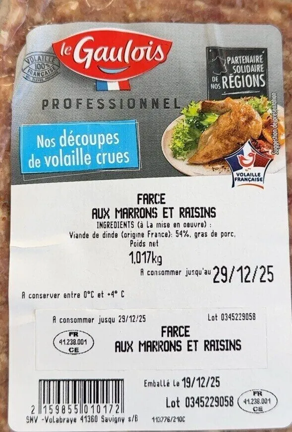 Farce aux marrons et raisins