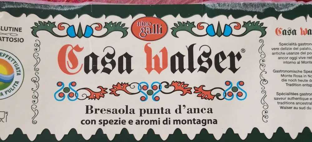 Bresaola "Casa Walser" affettata