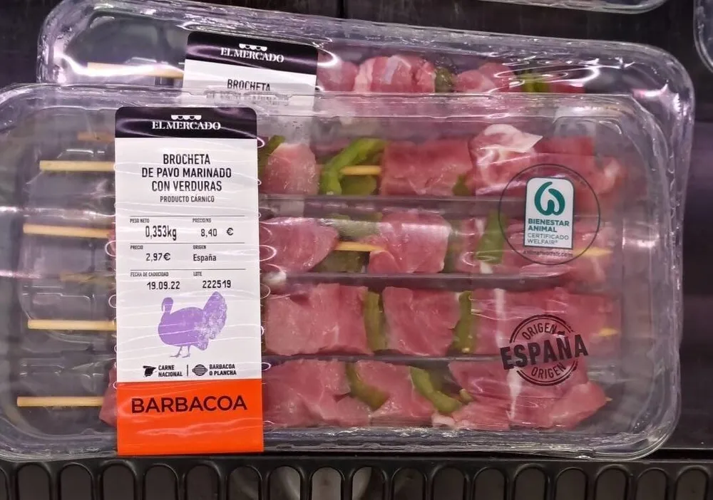 Brochetas de pavo con verdura