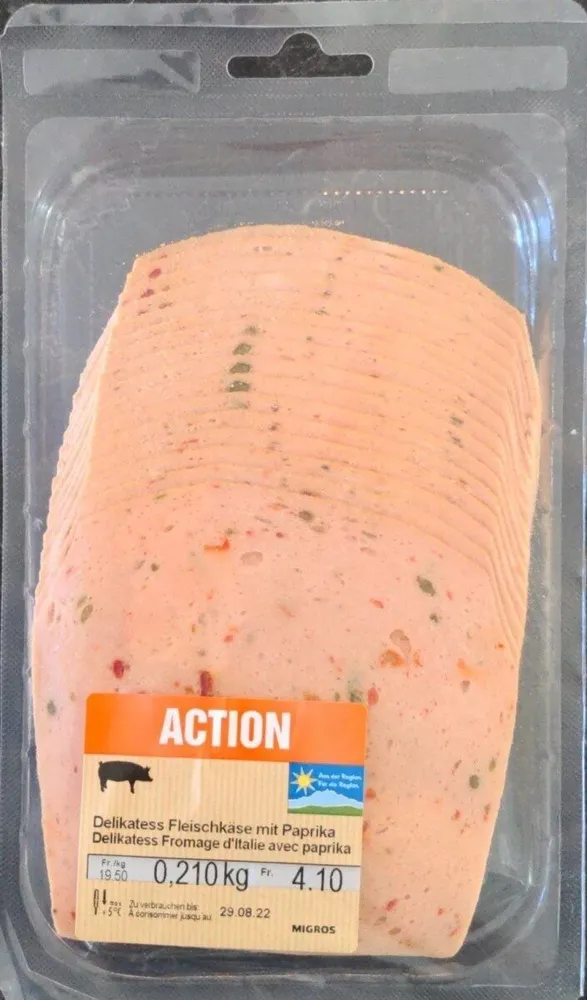 Delikatess Fleischkäse mit Paprika