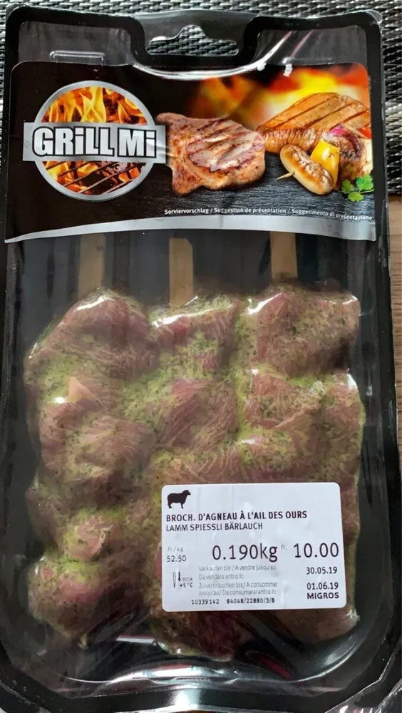 Brochette d'agneau à l'ail des ours
