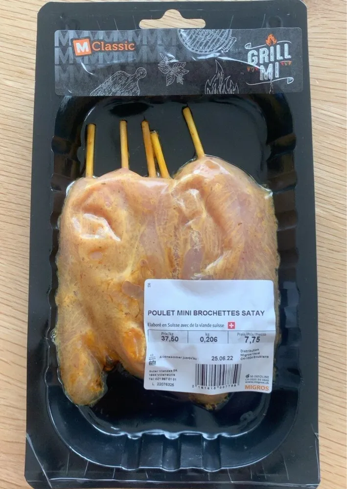 Poulet mini brochettes satay