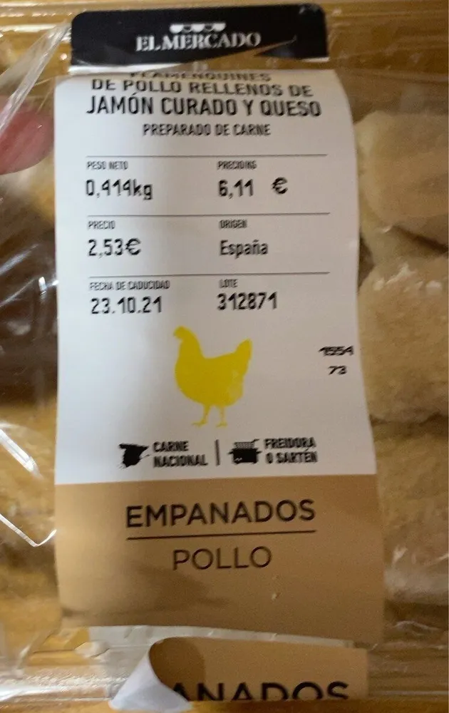 Flamenquines pollo con jamon curado y queso