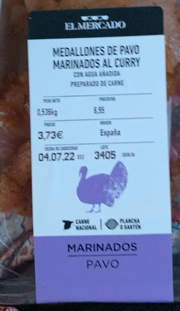 Medallones de pavo marinados al curry