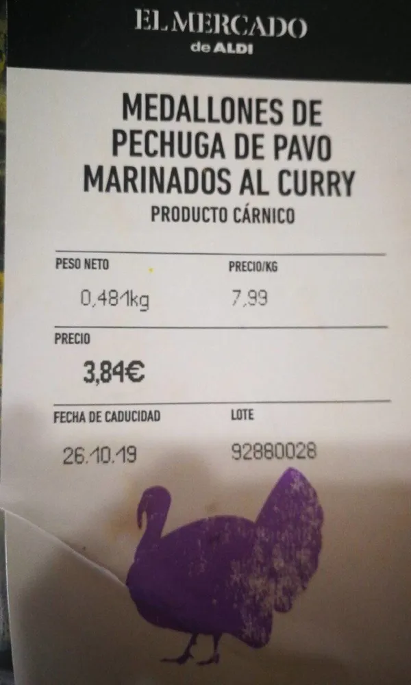 Medallones de pavo al curry
