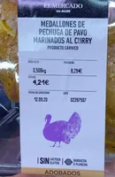 Medallones de pechuga de pavo marinados  curry