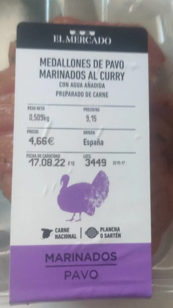 Medallones de pavo marinados al curry