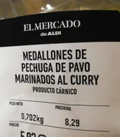 Medallones de pechuga de pavo marinados al curry