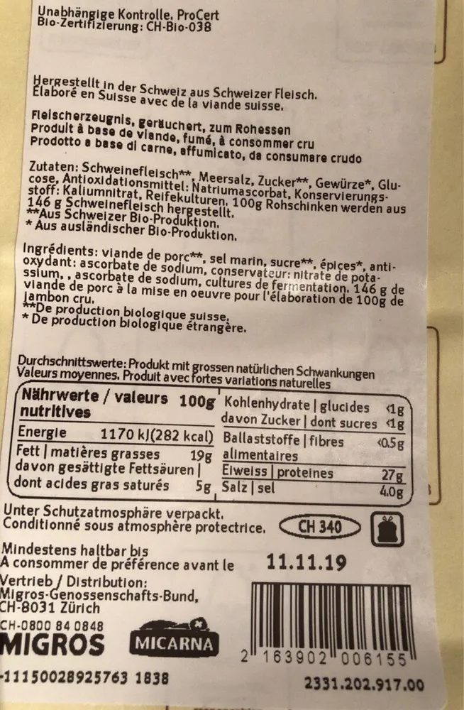 Jambon fumé de campagne