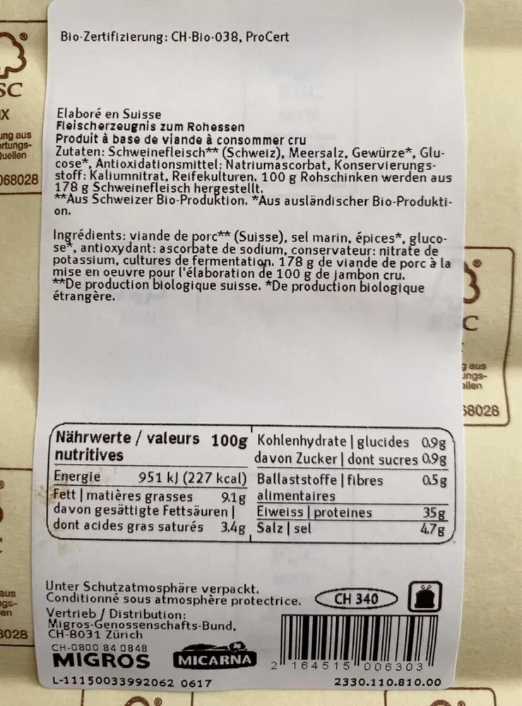 Jambon cru des Grisons