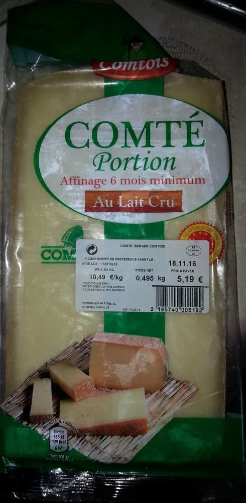Comté Portion Affinage 6 mois minimum au lait cru
