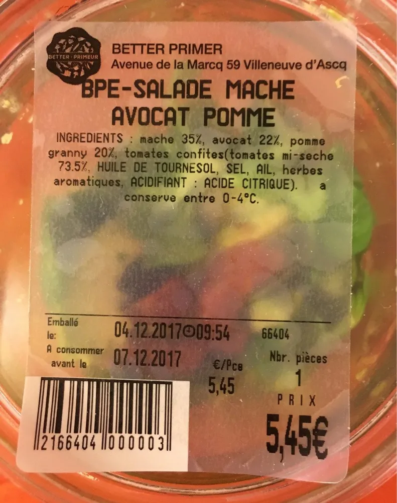 Bpe salade mache avocat pomme