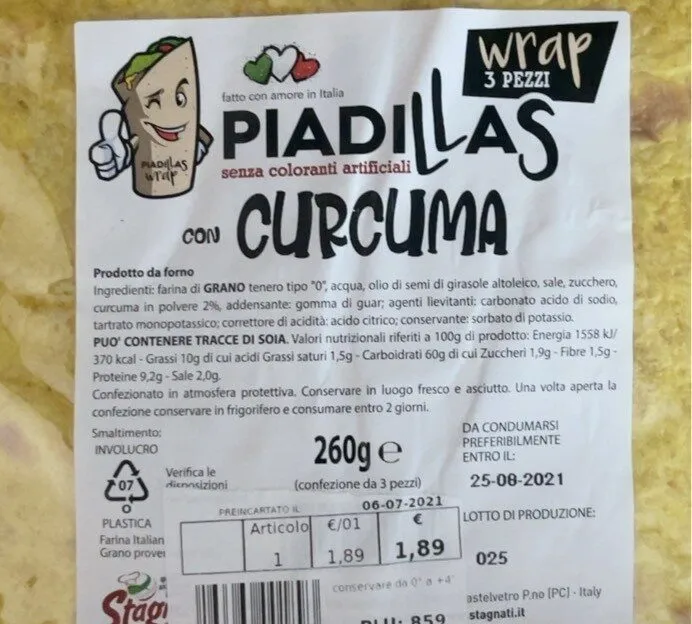 Piadillas con Curcuma