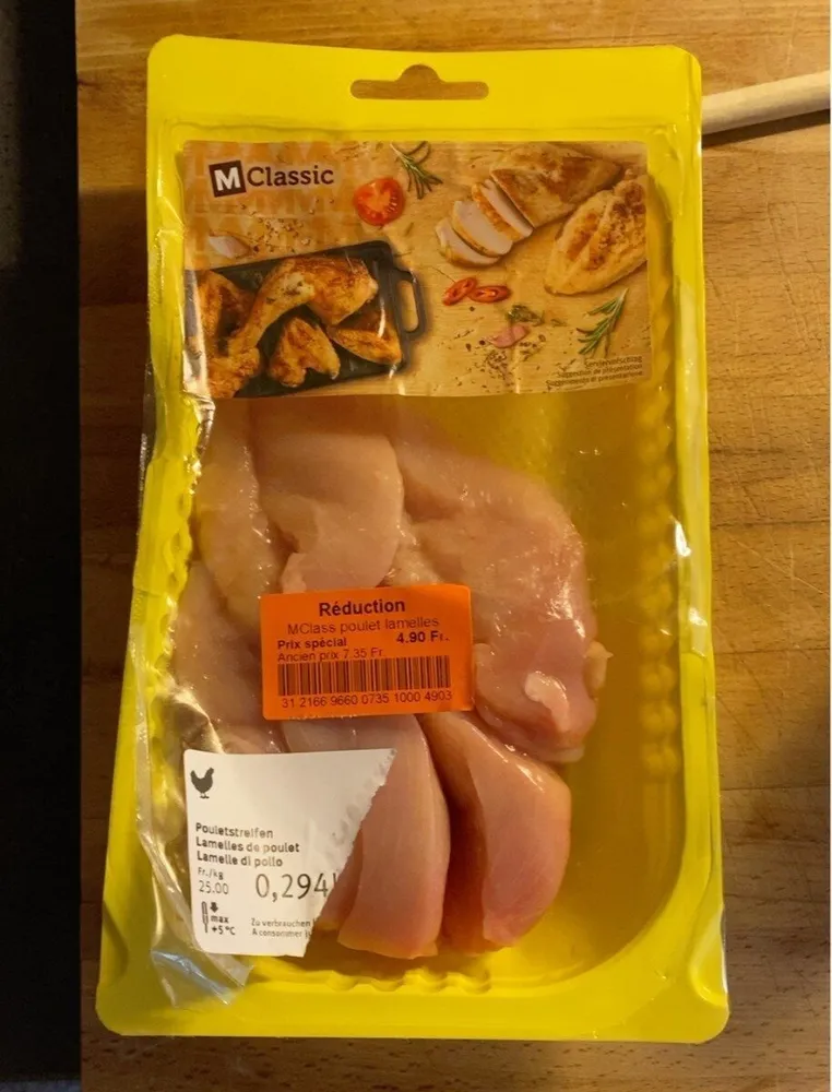 Lamelles de poulet