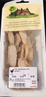 Lamelles de blanc de poulet bio marinees