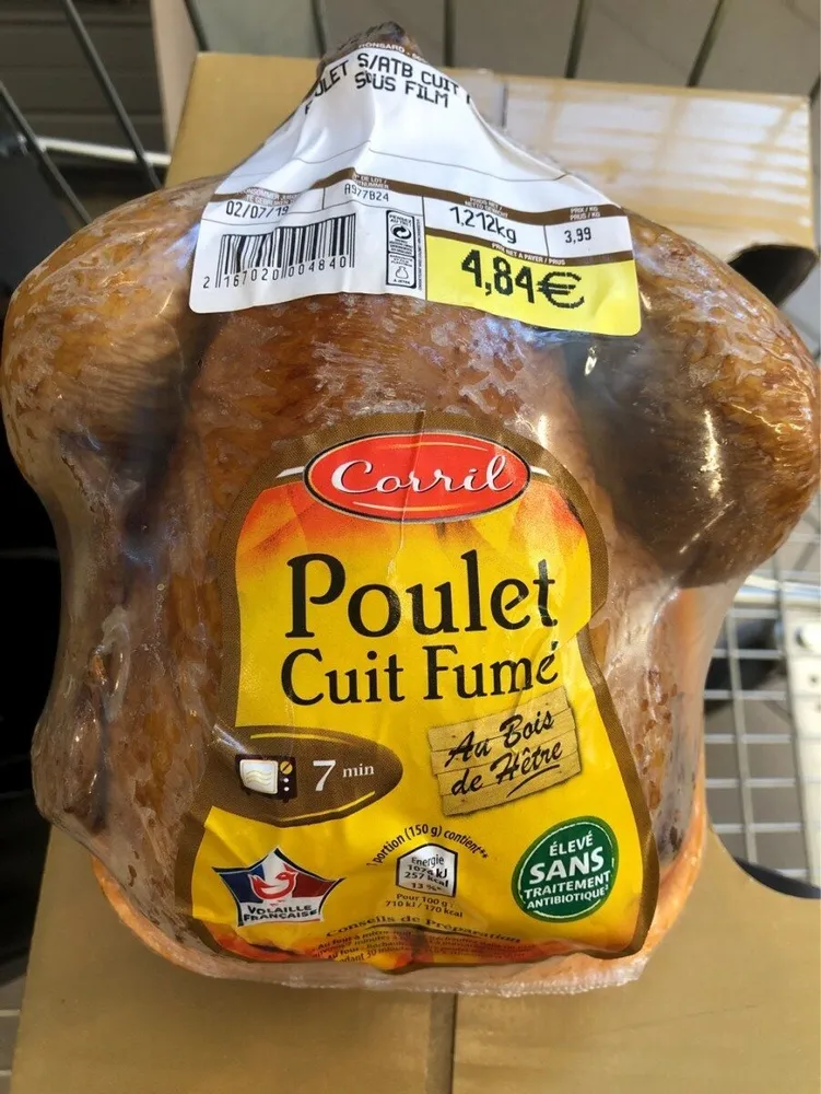 Poulet cuit fumé