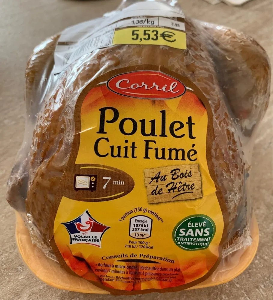 Poulet cuit fumé