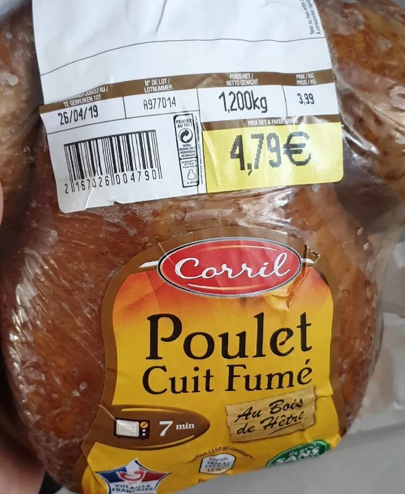 Poulet cuit fumé