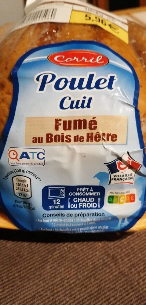 Poulet cuit fumé au bois de hêtre