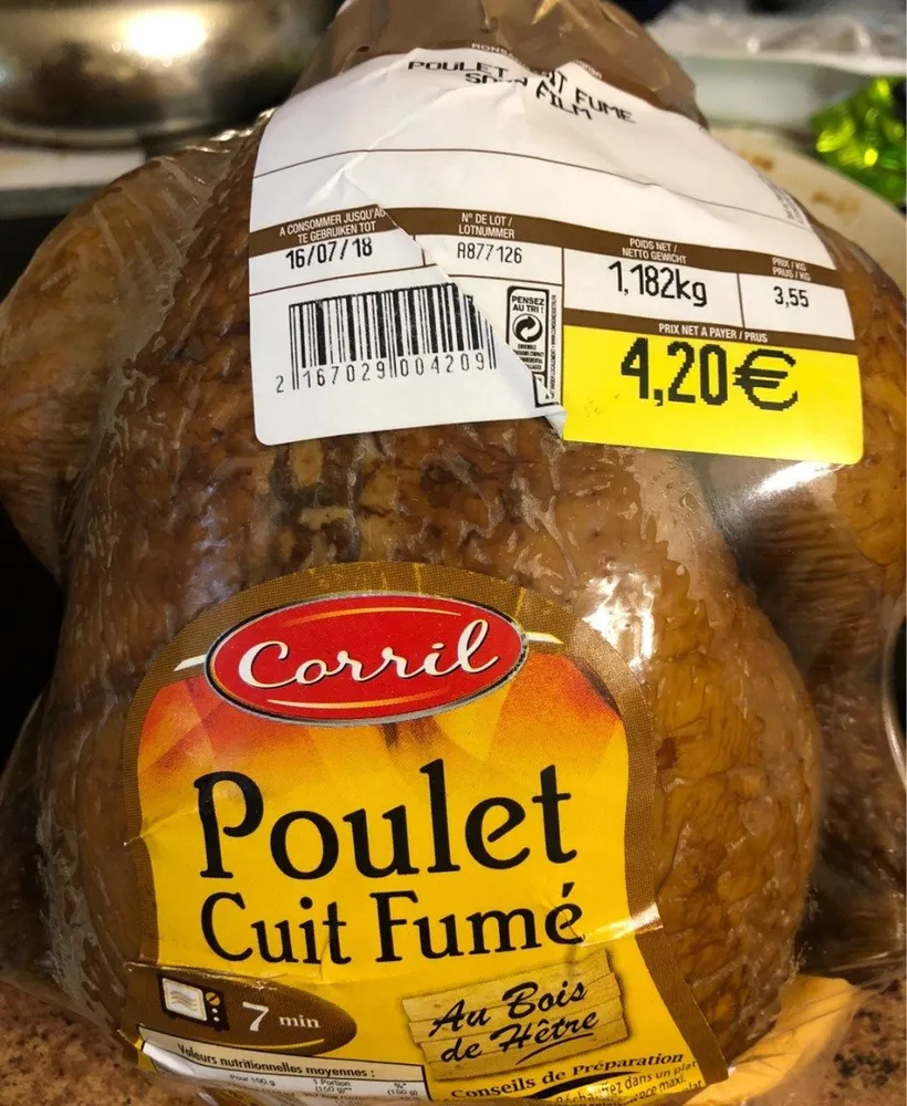 Poulet cuit fumé