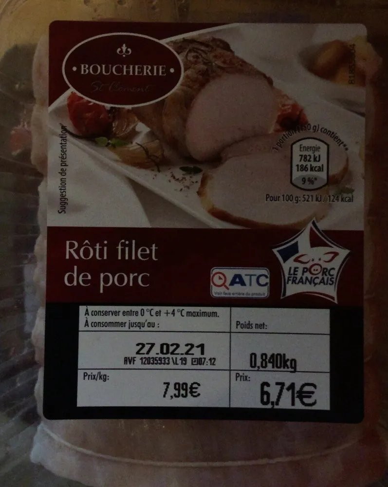 Roti filet de porc