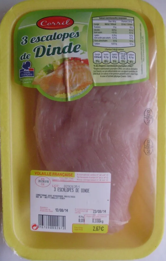 3 escalopes de Dinde