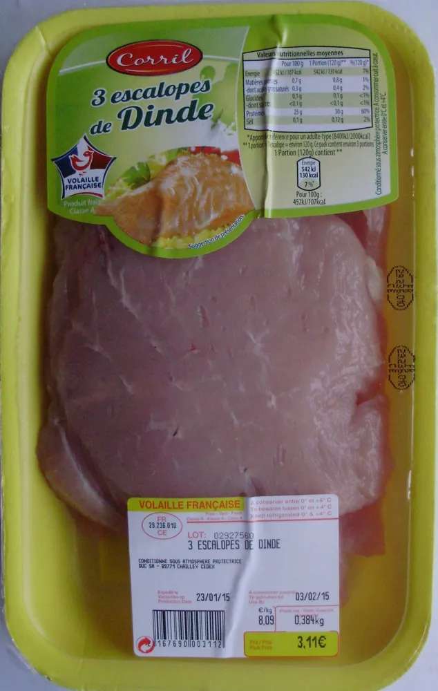 3 escalopes de Dinde
