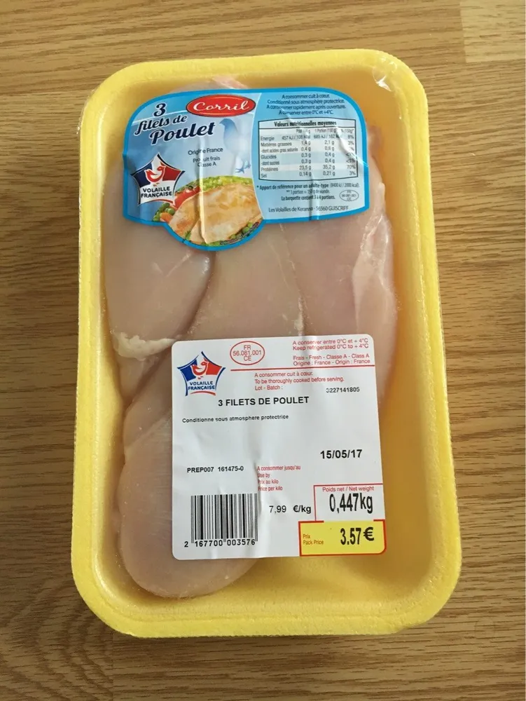 3 filets de poulet