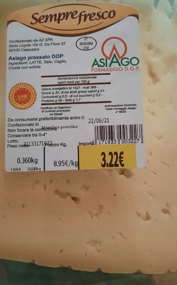 ASIAGO formaggio d.o.p.