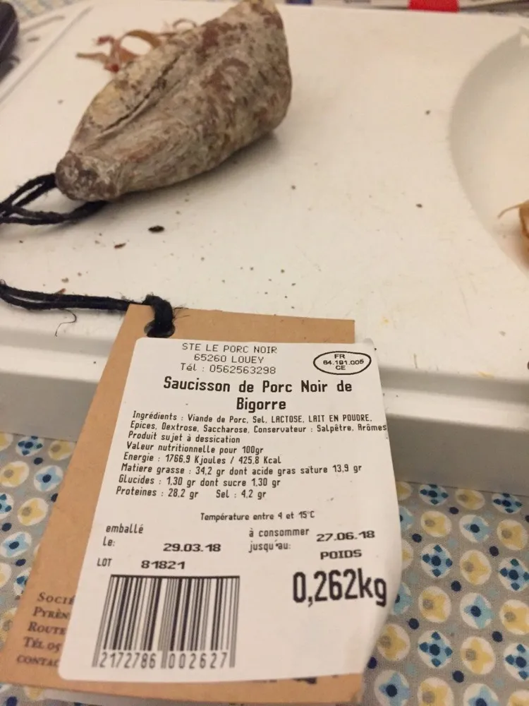 Saucisson de porc noir de bigorre